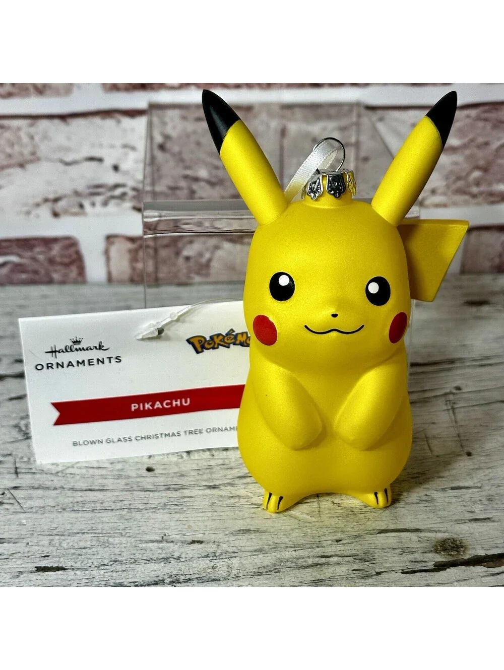 NWT 2023 Hallmark Pokémon Pikachu Blown Glass Christmas Ornament